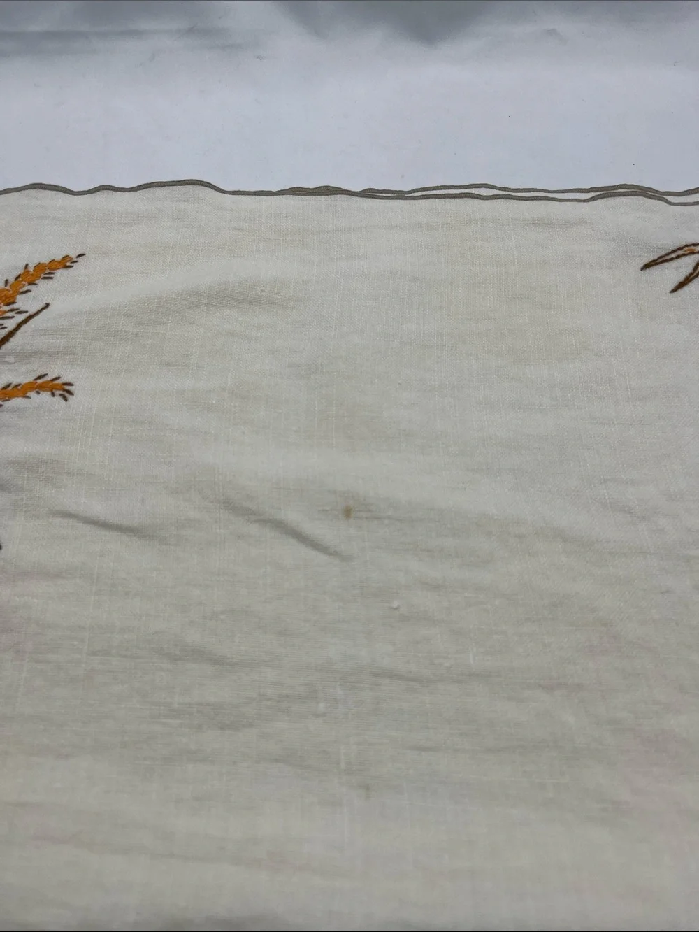Vintage 1970s Homemade  Wheat Embroidered Set of 4 Napkins and 4 Placemats